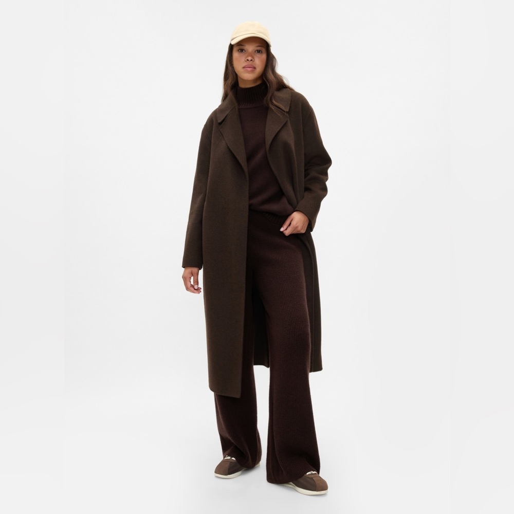 Gap CashSoft Shaker-Stitch Ribbed Knit Sweater Pants Medium Tall Terra Brown
